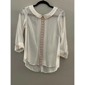 Sheer Off-White Button-Back Shirt